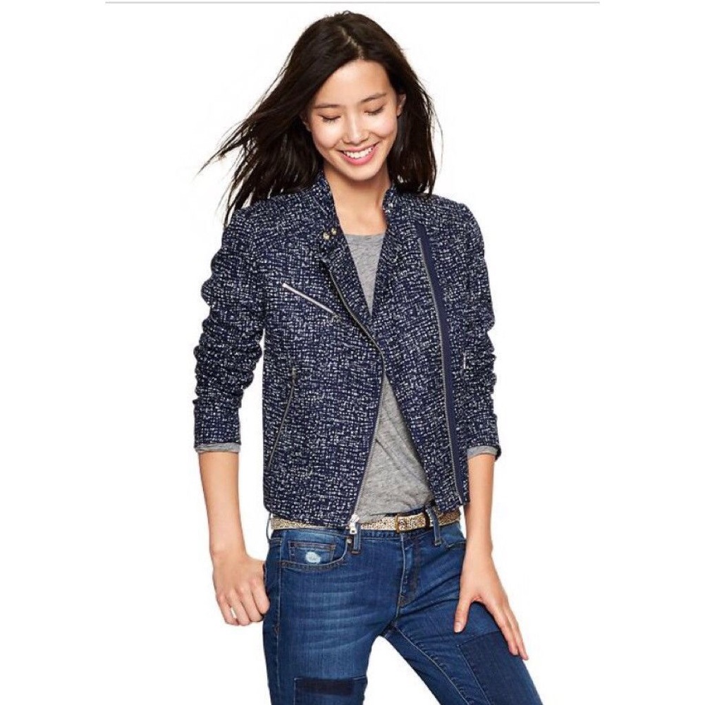Gap tweed pattern moto jacket SzS